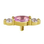 18k gold internal attachment with pink sapphire and diamonds