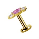 18k gold internal attachment with pink sapphire and diamonds