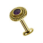 18k gold internal round attachment with dark amethyst