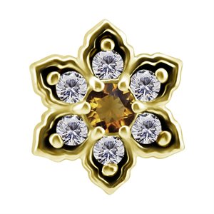 18k gold int. flower att. w. genuine citrine and white topaz