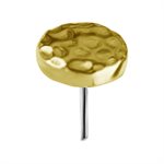 18k gold threadless hammered disc attachment