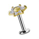 18k gold internal threadless jewelled flower attachment