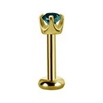 18k gold internal threadless attachment with dark tourmaline