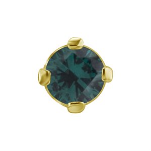 18k gold internal threadless attachment with dark tourmaline