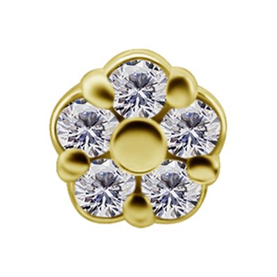 18k gold internal threadless (tl) jewelled flower attachment