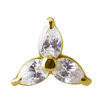 18k gold internal threadless jewelled trillium attachment