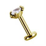 18k gold internal threadless jewelled pear shape attachment