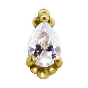 18k gold internal threadless jewelled pear shape attachment