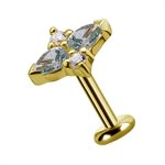 18k gold threadless attachment w. premium zirconia