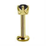 18k gold internal threadless attachment with black spinel