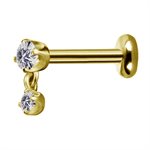 18k gold threadless attachment with dangle zirconia