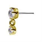 18k gold threadless attachment with dangle zirconia