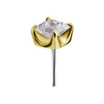 18k gold threadless attachment set w princess cut zirconia