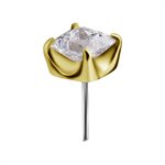 18k gold threadless attachment set w princess cut zirconia