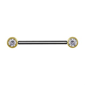 Titanium internal threadless barbell with 18k gold ball