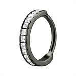 Gun metal steel jewelled hinged clicker ring