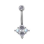 Titanium internal jewelled cluster navel banana with opals