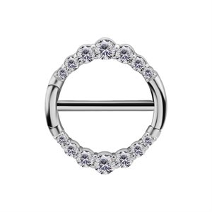 Double hinged segment jewelled nipple clicker ring