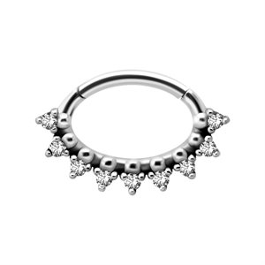 Hinged oval jewelled daith clicker ring