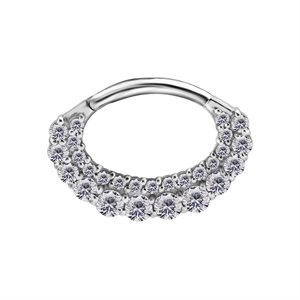 CoCr hinged oval jewelled daith clicker ring