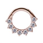 18k rose gold hinged septum/daith jewelled clicker