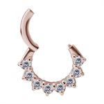 18k rose gold hinged septum/daith jewelled clicker