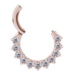 18k rose gold hinged septum/daith jewelled clicker