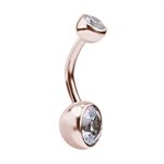 Banane de nombril interne en or rose 18k avec des pierres