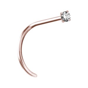 18k rose gold nosescrew with prong setting jewel