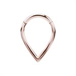 24k rose gold steel plain V shaped hinged clicker ring