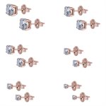 24k rose gold plated steel zirconia earstud