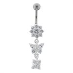 Silver flower & butterfly navel banana